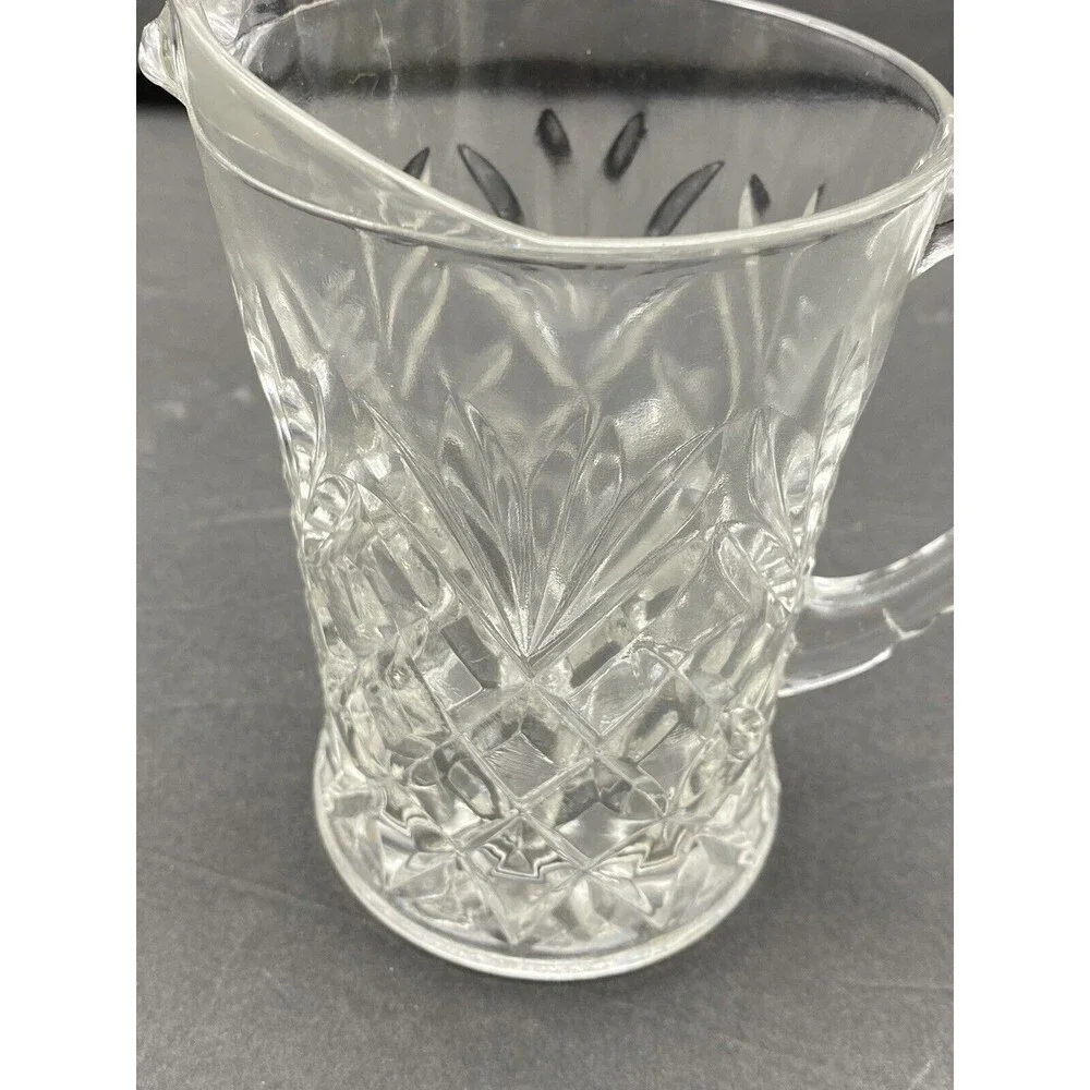 Vintage 60s Anchor Hocking Pineapple Creamer‎ Small Pitcher Prescut Clear Glass